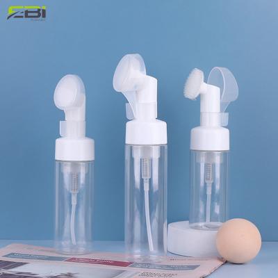 China Cosmetic Empty Foaming Detergent Pump Bottle Foaming Detergent Bottle With Silicone Brush for sale