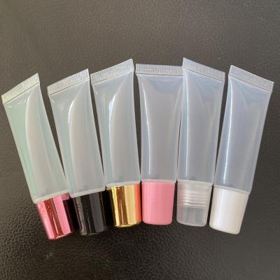 China Cosmetic empty lip balm tubes 5ml 10ml 15ml clear lip gloss squeeze tube container with custom logo lip gloss squeeze tubes for sale