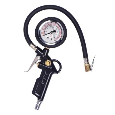 China Tire pressure gauge with rubber hose and popular quick connect coupler oil immersion type for auto vehicle other for sale