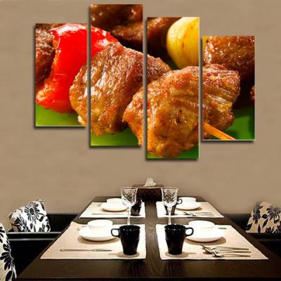 China New Classic/Postmodern Delicious American BBQ Steak Vegetable Food HD Print 4pcs/set On Canvas Wall Art Picture For Home And Living Room Decor for sale