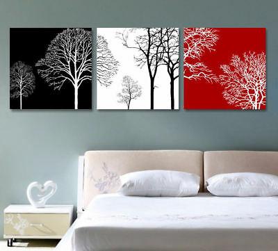 China New Classical/Postmodern WHITE BLACK RED Tree Branch 3 Pieces Wall Art Picture Painting Home Decor Canvas Print for sale