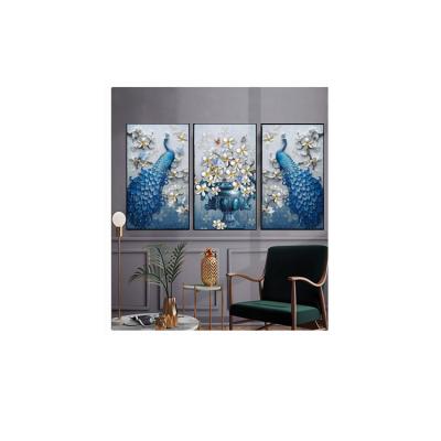 China New Classic/Postmodern 3 Piece Peacock Flowers Wall Art Print Canvas Painting For Home Decor Poster for sale