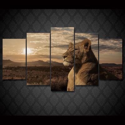 China New Classic/Postmodern HD Printed Steppe Lion Picture Wall Art Canvas Animal Painting For Room Decoration for sale