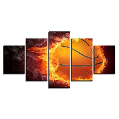 China New Classic/Postmodern Canvas Wall Art 5 Pcs Basketball Pictures Prints Poster For Home Bedroom Wall Decor Canvas Painting for sale