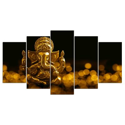 China New Classic/Postmodern 5 Pieces HD Printed Hindu Buddha Image Gold Canvas Painting Hot Sale Wall Art Decor For Living Room for sale