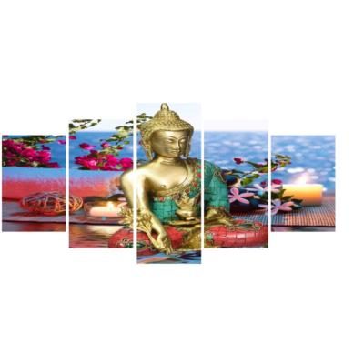 China New Modern 5 Panel Wall Art Canvas Painting God Buddha Classic/Postmodern Spa Flower Style Pictures Wall Decor For Living Room for sale