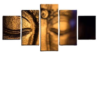 China New Classic/Postmodern Wall Art Pictures Living Room Canvas 5 Pieces Modular Gold Buddha Statue Paintings Home Decor HD Prints Posters for sale