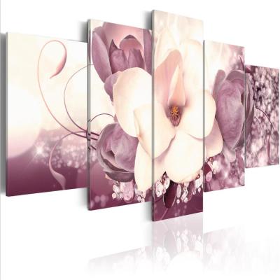 China New 5PCS/Set Modern Home Decoration Diamond Flower Fashion Wall Art Classical/Postmodern Orchid Flower Flower Canvas Painting for sale