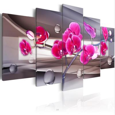 China New HD Fashion Classic/Postmodern Wall Art Canvas Painting 5 Pieces Flower Orchid Flower Modern Home Decoration for sale