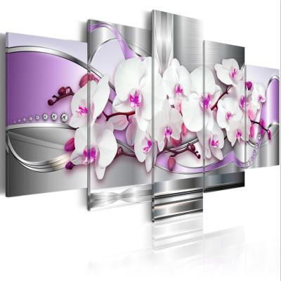 China New Modern Fashion Wall Art Classic Print 5PcsCanvas/Postmodern Diamond Orchid Flower For Home Decoration for sale