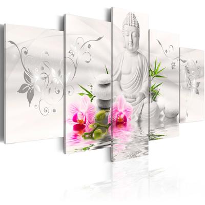 China New Modern Fashion Wall Art Classic/Postmodern Canvas Print The White Stone Flower Orchid Buddha For Home Decoration for sale