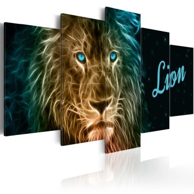 China New Fashion Classic/Postmodern Wall Art Canvas Painting 5 Pieces of Colorful Animal Lion Modern Home Decoration, Choose Color and Size for sale