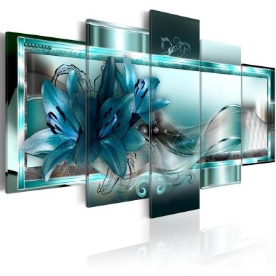 China Japan Style Abstract Flower Lily Wall Art Picture Unframed Printed on Canvas for Home Office Bar Decoration for sale