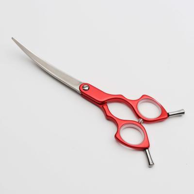 China Sustainable Hot Selling Amazon Pet Cleaning Scissors And Grooming Aluminum Handle Curved Scissors for sale