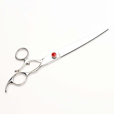 China Viable Professional Hairdressing 8 Inch 440C Pet Grooming Steel Scissors Compensated To Handle Swivel Scissors for sale