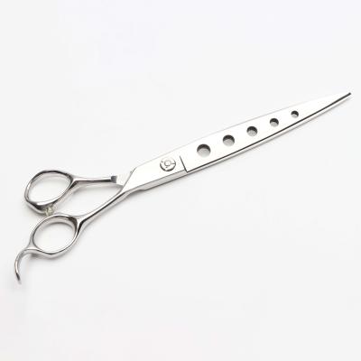 China Factory Sustainable Custom 7.5 Inch With Hollow Scissor Light Holes Straight Beauty Pet Shears for sale