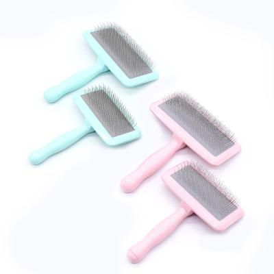 China Viable Pet Cat Dog Hair Grooming Stainless Steel Short Pin Slicker Brush for sale