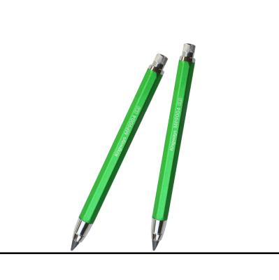 China Custom Green Metal 5.6mm Mechanical Pencil With Barrel Shape Octagonal Aluminum Sharpener On Lead 5.6mm Pencil for sale