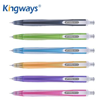 China Custom Plastic Mechanical Pencil 0.5mm 0.7mm 0.9mm 1.3mm With Double Tip Injection Grip Hidden Clutch Pencil for sale