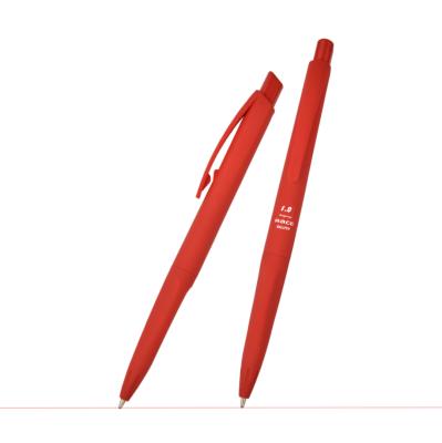 China Office & School Office Pen red color plastic ballpen ABS 0.5mm 0.7mm than 1.0mm with elegant shape with rubber coating plastic ballpen ABS for sale