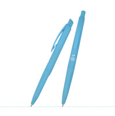 China Office & School Office Pen light blue color plastic ballpen ABS 0.5mm 0.7mm than 1.0mm with elegant shape with rubber coating plastic ballpen ABS for sale