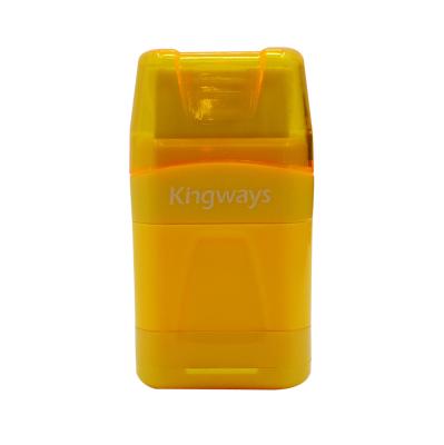 China Custom Yellow Sharpener Eraser With Fluorescent Colors With Double Holes With Sleek Shape With Rubber Coating Sharpener Eraser PS8001 for sale