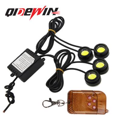 China Car eagle eye led car light drl daytime running light with flash strobe remote control with cob 4leds white blue red 22mm set for sale