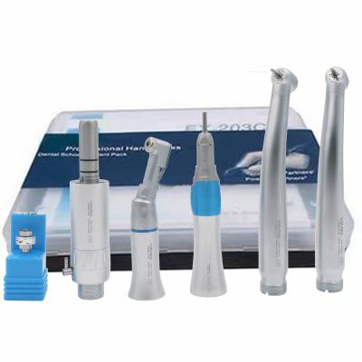 China High Speed ​​Teaching Suit Angle Handpiece Kit Air Motor Straight Contra High & Low Metal OEM Quarter Dental Jet for sale