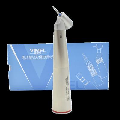 China Metal Fiber Optic 1:4.2 Ring 45 Angle Red Head Expanding Handpiece Push Button 4 Way High Speed ​​Throw for sale