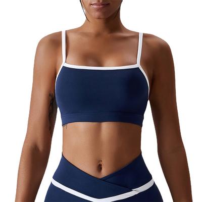 China New Breathable Splice Against Color Yoga Bra Women Push Up Sports Bra Fitness Clothes Top For Women for sale