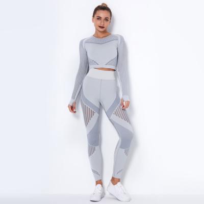 China Seamless 2 Piece Women Breathable Sports Fitness Bra With High Waist Gym Wear Legging Tracksuit Yoga Set for sale