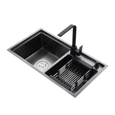 China Without Faucet High Quality Handmade Nano Sinks Black Stainless Steel Lavaplatos Kitchen Sink for sale