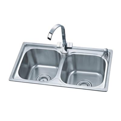 China Without Faucet Customized Double Bowl Topmount Undermount Stainless Steel Kitchen Sink for sale