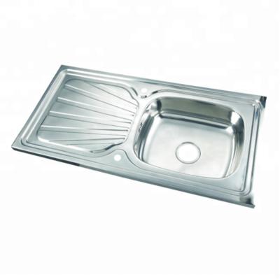 China Without Faucet Customized Size Stainless Steel Single Bowl With Drainer Single Drain Stainless Steel Kitchen Sink for sale