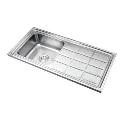 China Without Faucet Stylish Luxury Single Bowl Stainless Steel With Drainer Kitchen Sink for sale