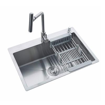 China Stainless Steel Large Single Basin Commercial Square Basin Without Bowl Kitchen Sink Faucet Handmade for sale