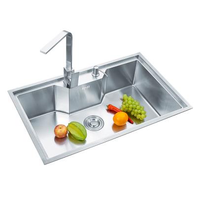 China Without Faucet Over Counter Basin Square Shape 1 Bowl Stainless Steel Thick Handmade Kitchen Sink Dishwasher for sale