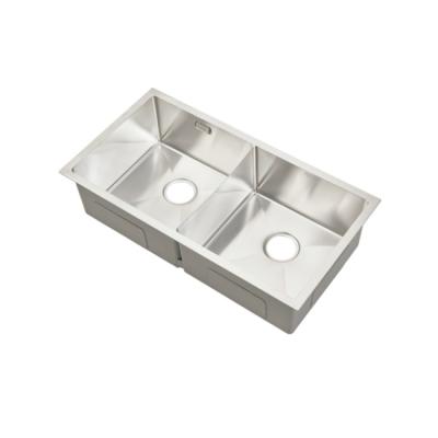 China Without Faucet Stainless Steel Indoor Double Bowl Premium Handmade Kitchen Sink for sale