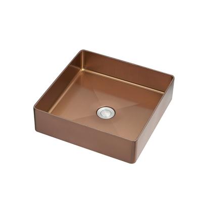 China Modern New Product Mounted Gold Color Rectangle Shape Stainless Steel Small Bathroom Wash Sink for sale