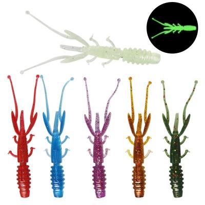 China New Arrival 12pcs Shrimp Bait Bait Lure Plastic Fishing Tackle YJ65 Luminous Soft Bait for sale