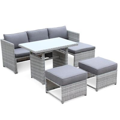 China Modern Outdoor European Style Garden Cane Sofa Furniture Anti UV Woven Outdoor Rattan Sofa Set for sale