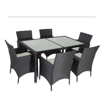 China Outdoor Dining Table 6 Weather Furniture Mood Glass Chairs Set Manufacturer for sale