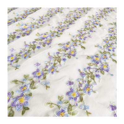 China 2022 Fashion Breathable Style Multi Color Flower Design Embroidery Mesh Fabric For Girls Dress for sale