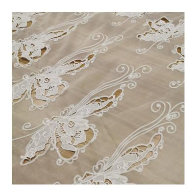 China Best Selling Breathable Hollow Out Big Butterfly Design Bridal Lace Fabric Embroidery For White Dress Wear for sale