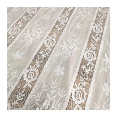 China Breathable White Eyelet Color 130cm Width Thick Lace Fabric Cotton Embroidery Fabric For Luxury Dress for sale