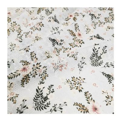 China High Quality Breathable Chiffon Fabric Embroidery Lace Fabric With Digital Printing Designs For Women Fashion Dress for sale