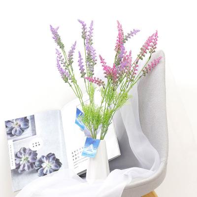 China Artificial Flowers Flocked Lavender Bouquet Real Touch Wedding Flower Plants For Party Room Home Hotel Decoration HS7628M for sale