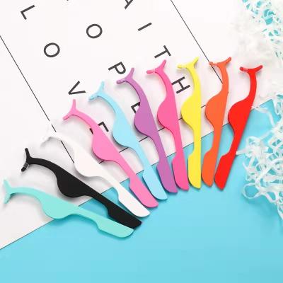 China Reusable Colorful Stainless Steel Eyelash Applicator Lashes Tweezers Wholesale Custom Logo for sale