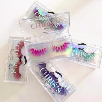 China 15-25time with suitable use loose eyelashes festival colorful mink colored lashes and stage show makeup color lashes for sale