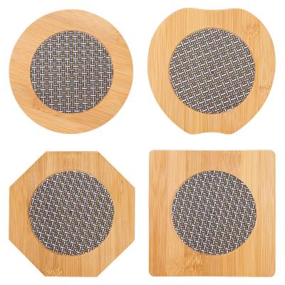 China Stocked Natural Bamboo Trivet Mat Set Kitchen Wood Hot Pads Trivet Heat Resistant Pads for Hot Dishes/Pot/Bowl/Teapot/Hot Pot Holders for sale